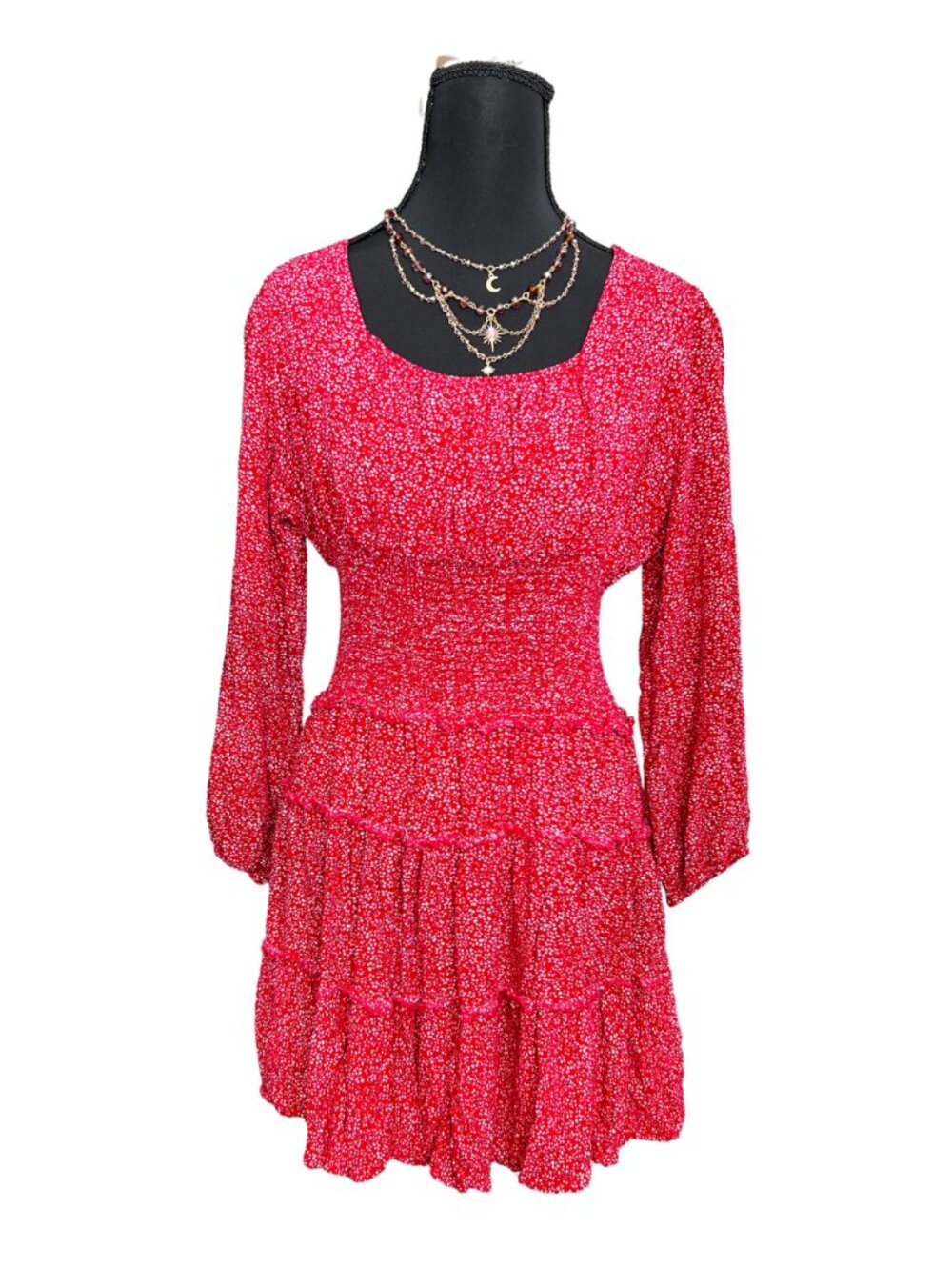 Elegant Red Long Sleeve Dress